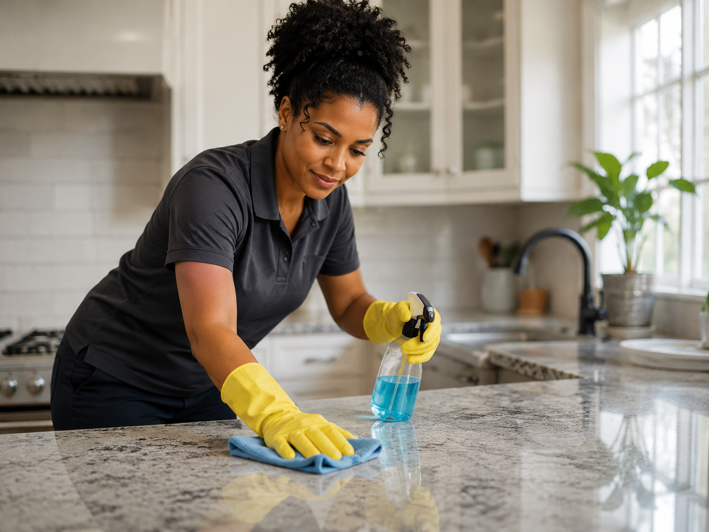 Professional cleaner working in a residential home